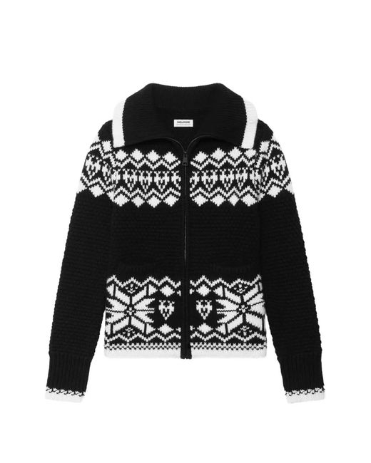 Zadig & Voltaire Black Gildas Jacket Knitted With Zip-Up Stand Collar