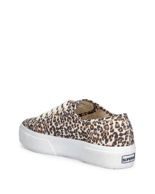 Superga White 3740 Leopard-Print Sneakers
