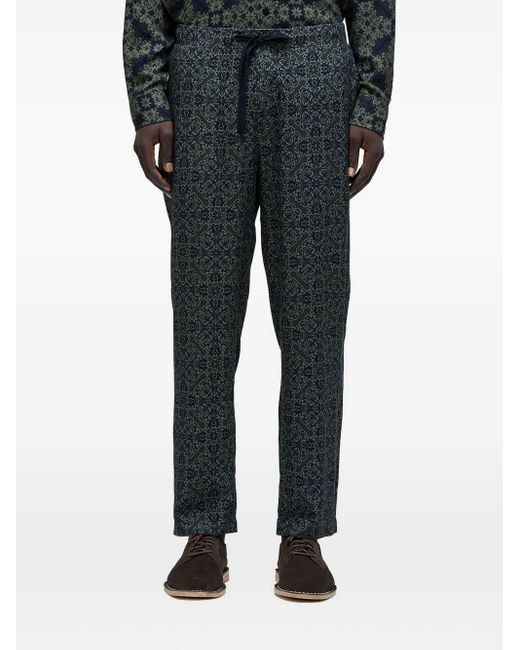 Osklen Black Tile-Pattern Drawstring Trousers for men