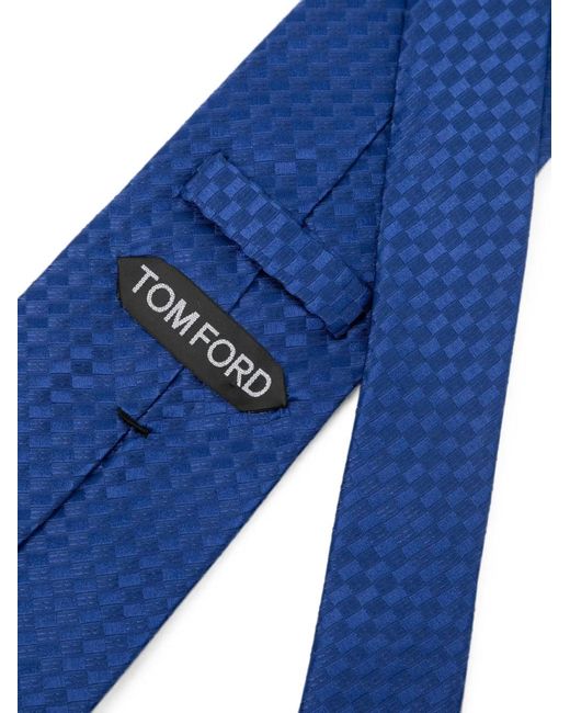 Tom Ford Blue Net-Pattern Satin Tie for men
