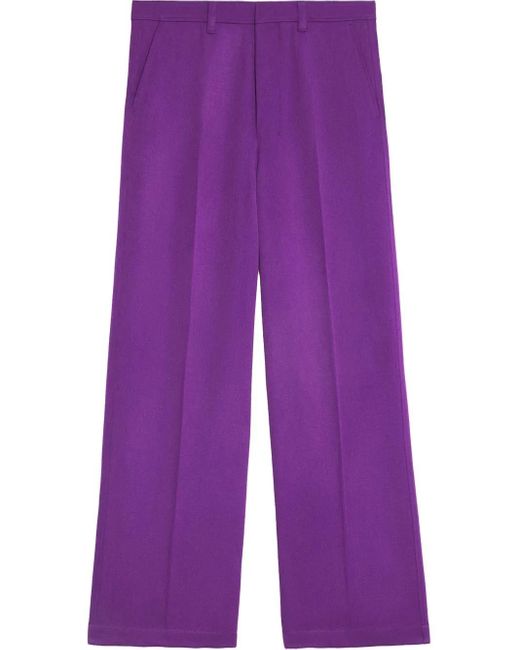 Pantaloni Sartoriali A Gamba Ampia di AMI in Purple