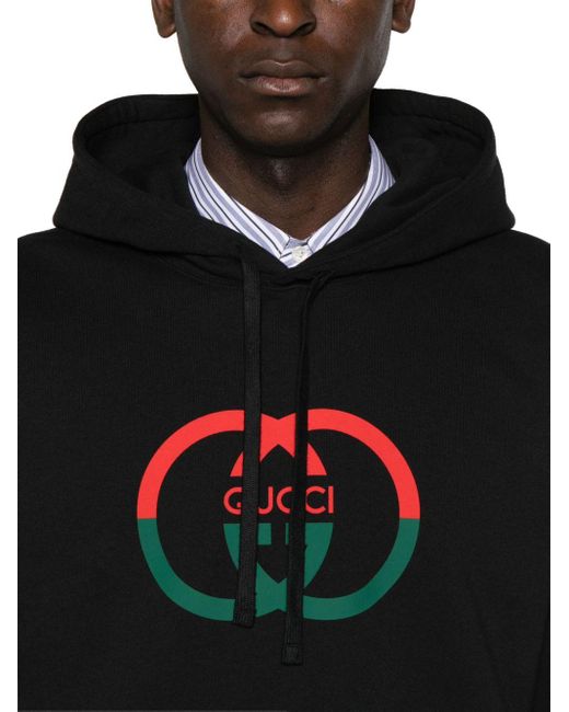 Felpa Interlocking G in jersey di cotone di Gucci in Black da Uomo