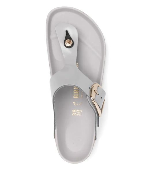 Birkenstock White Gizeh Big Buckle Shine Stone Coin, Natural Lea