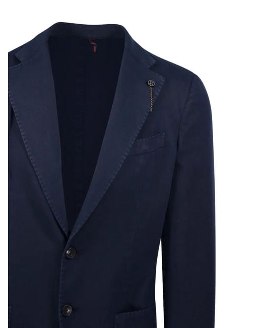Santaniello Blue Single-Breasted Blazer for men