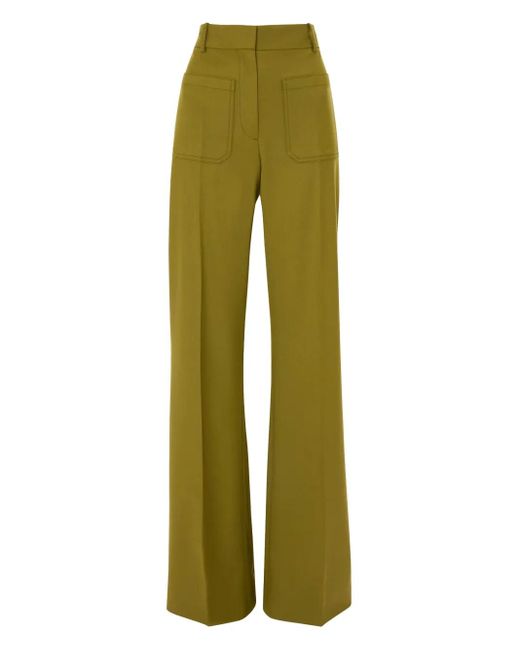 Victoria Beckham Green Strech Wool Blend Pants