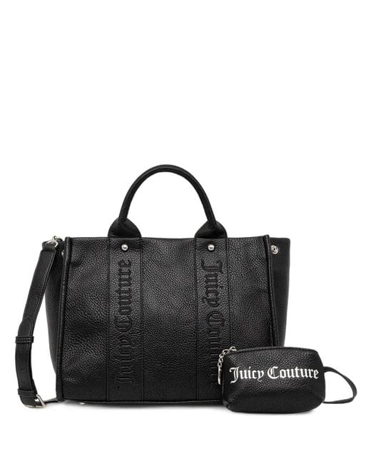 Juicy Couture Black Embossed Satchel Tote Bag