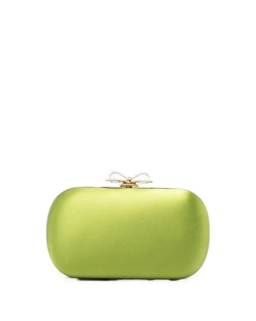 Self-Portrait Green Bow-Detail Clutch Bag
