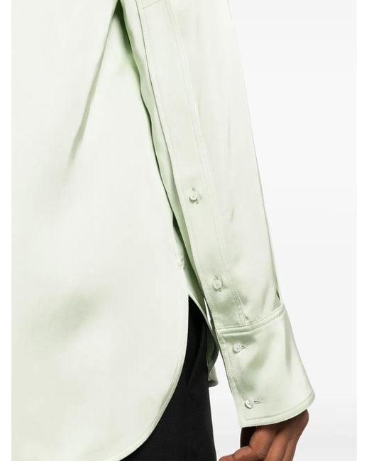 Jil Sander Green Wrap Satin Shirt