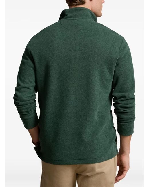 Polo Ralph Lauren Green Logo-Embroidered Quarter-Zip Sweater for men