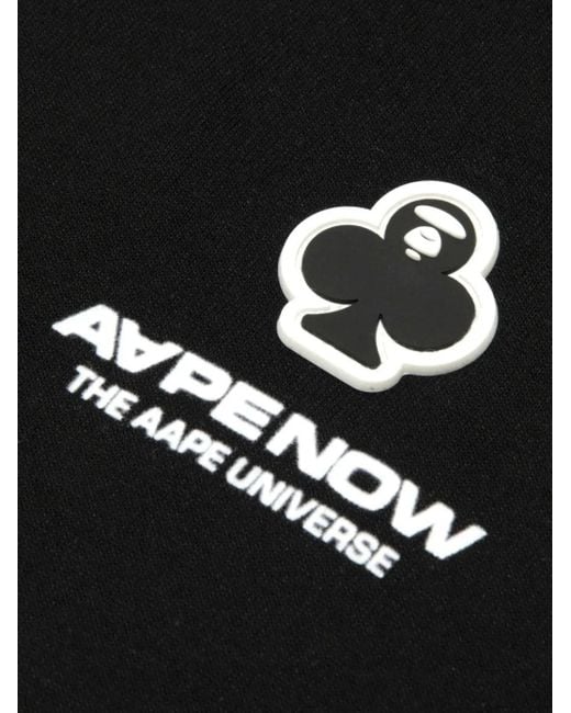 Aape By A Bathing Ape Black Aape Aapenow Clover Moonface Hoodie for men