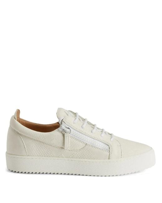 Giuseppe Zanotti White Frankie Double-Zip Low-Top Sneakers for men