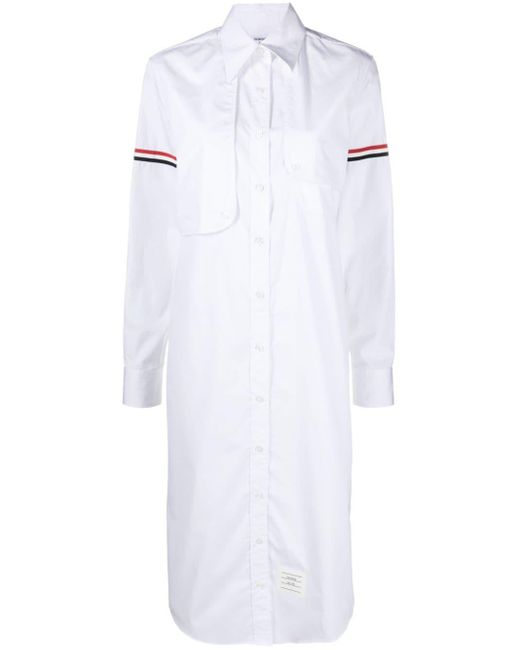Thom Browne White Cotton Midi Shirt Dress