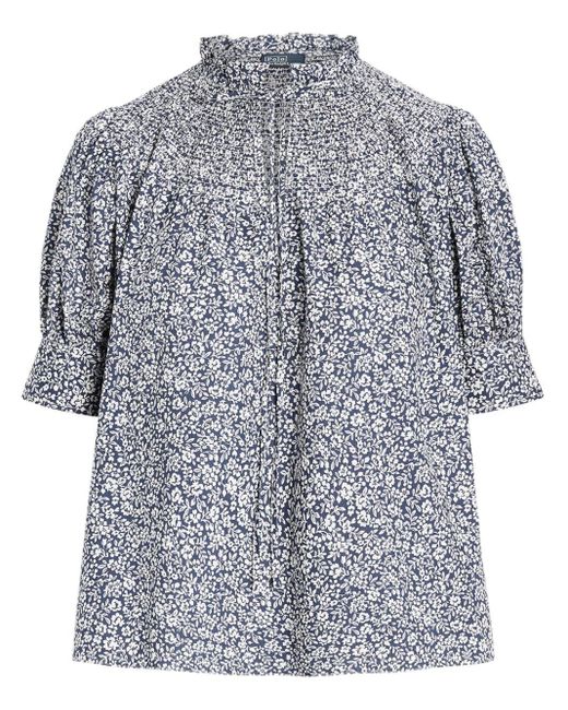 Blouse en coton à fleurs Polo Ralph Lauren en coloris Gray
