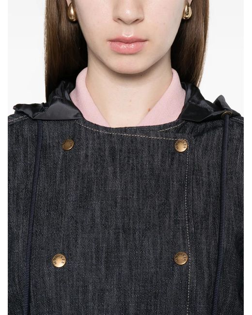 Moncler Black Double-Breasted Hooded Jacket