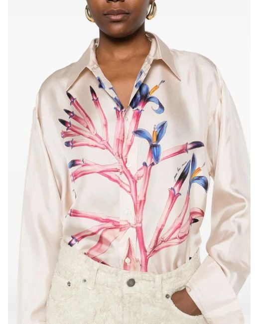 Pierre Louis Mascia Pink Floral-Print Long-Sleeve Shirt