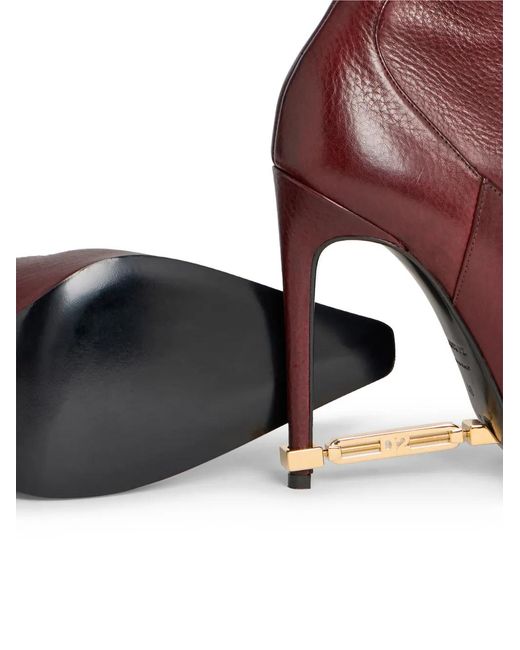 DSquared² Red Metal-Bar Heeled Ankle Boots