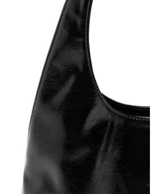 A.P.C. Black Patent Logo-Print Tote Bag