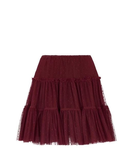 RED Valentino Red Ruffled Polka-Dot Skirt
