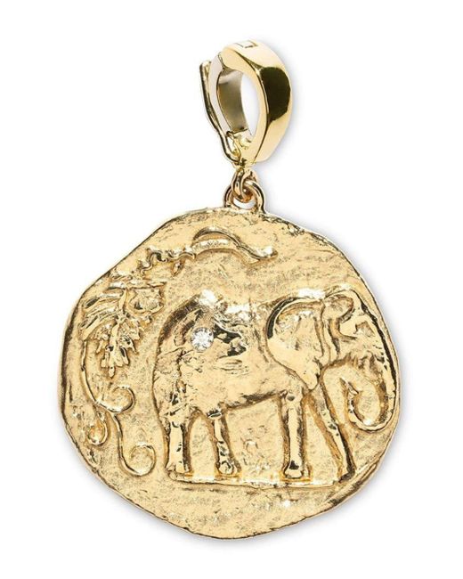 Azlee Metallic 18kt Yellow Gold Elefante Loyalty Diamond Pendant Charm