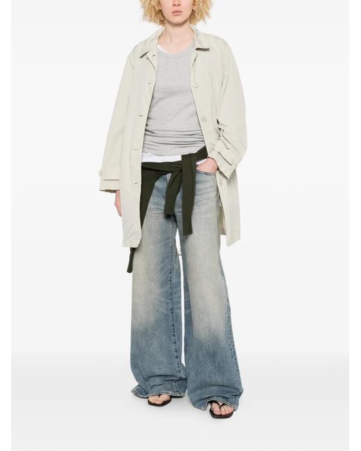 Aspesi White Manteau Mi-Long Droit