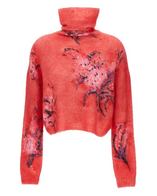 Des Phemmes Red Pullover Mit Blumen-Print