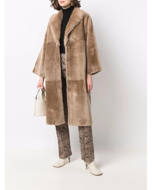Liska Natural Reversible Single-Breasted Shearling Coat