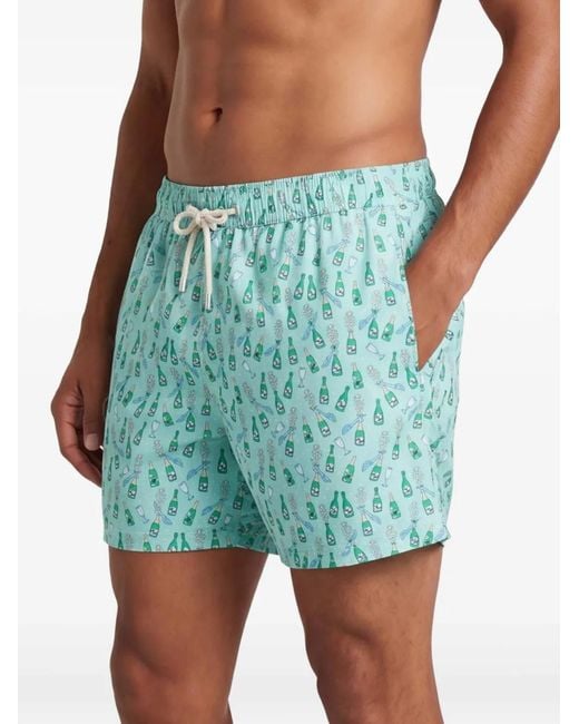 Mc2 Saint Barth Green Logo-Print Swim Shorts for men