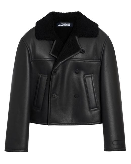 Jacquemus Black Short Shearling Jacket for men