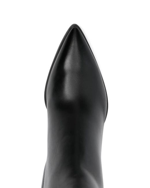 Santoni Black 70Mm Buckle-Detail Pointed-Toe Boots