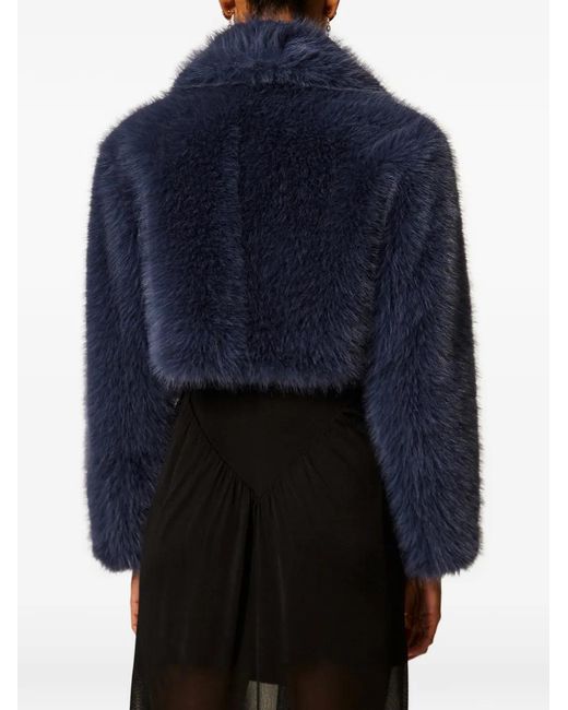 Twinset Blue Short Faux Fur Jacket