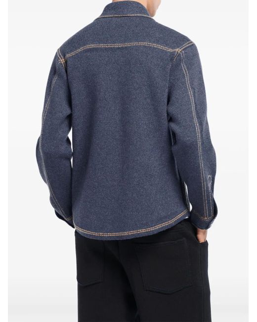 Barrie Blue Knitted Overshirt for men