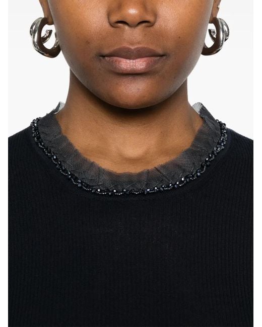 P.A.R.O.S.H. Black Ribbed T-Shirt