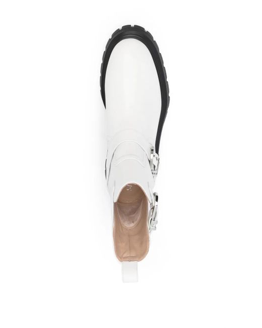 Stuart Weitzman White Maverick Bedford Bucked Leather Boots