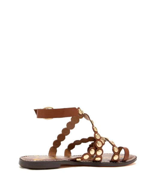 Sam Edelman Brown Scalloped Studded Sandals