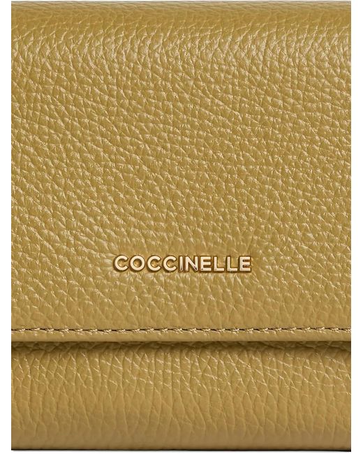 Coccinelle Natural Portefeuille En Cuir À Détail De Logo