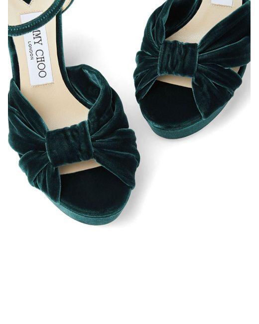 Jimmy Choo Blue Heloise 120 Velvet Platform Sandals
