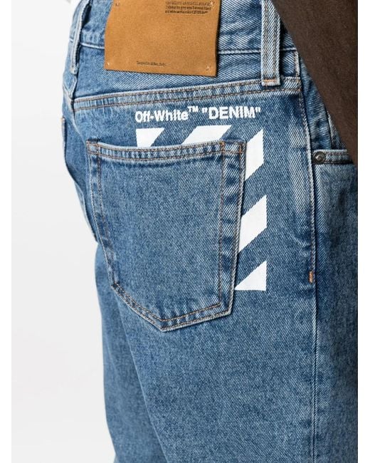 Off-White c/o Virgil Abloh Blue Diag-Print Skinny Jeans for men
