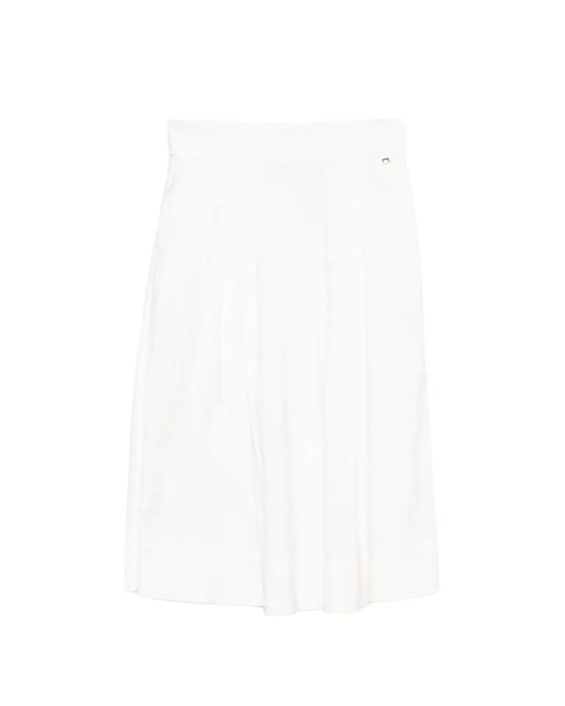 Herno White Pleated Midi Skirt