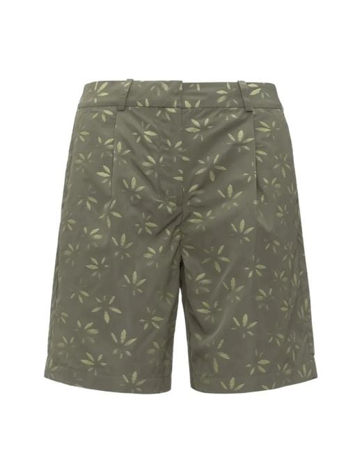 K-Way Green Larose Jacquard-Embroidered Shorts
