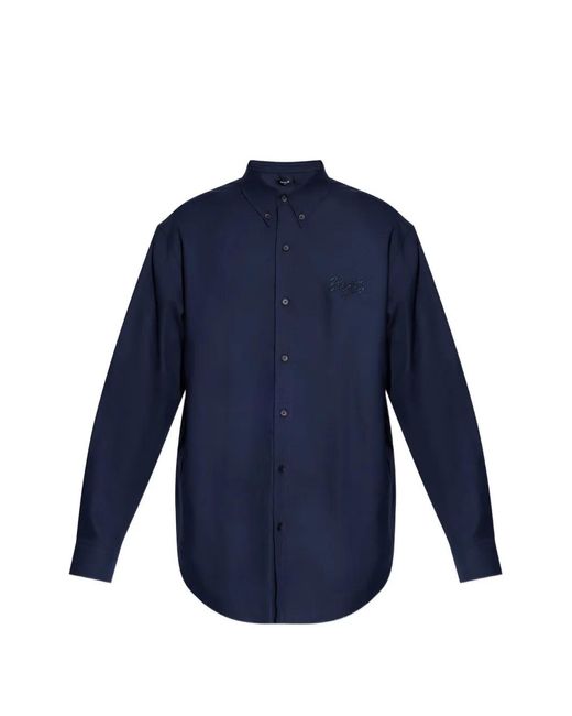 Balmain Blue Long-Sleeve Shirt for men