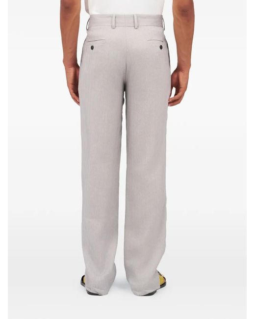 Roberto Cavalli Gray Elegant Linen Trousers for men