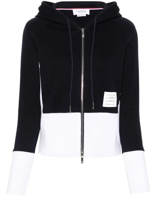 Thom Browne Black Color Block Classic Loopback Zip-Up Hoodie