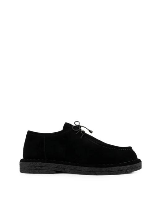 Linda Baumann Black Suede Lace-Up Loafers