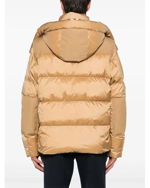 メンズ Burberry フーデッド パデッドジャケット Natural