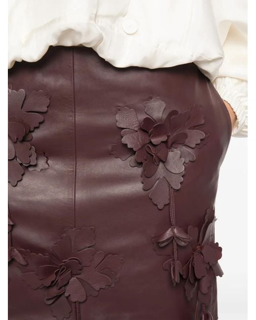 Alberta Ferretti Purple Floral-Appliqué Skirt