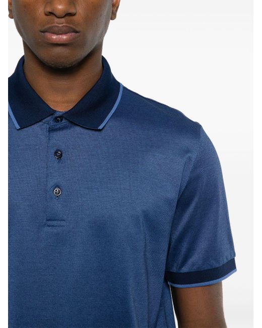 Canali Blue Piqué Polo Shirt for men
