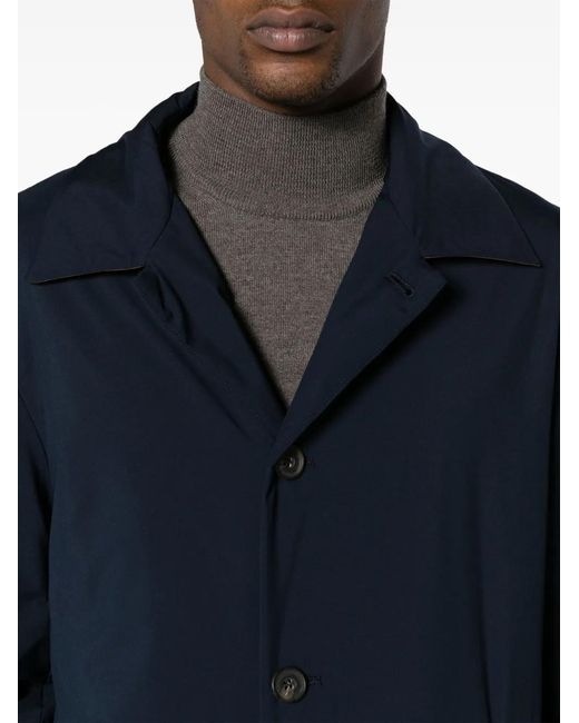 Corneliani Blue Water-Resistant Padded Midi Coat for men