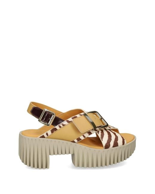 4Ccccees Metallic Plia Juno Zebra-Print Buckled Sandals