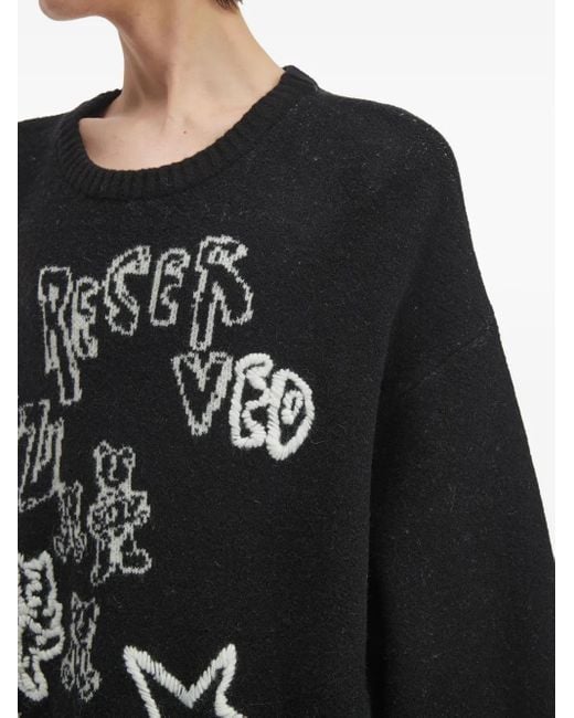 Izzue Black Graphic-Print Crew-Neck Sweater for men