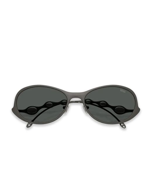 DIESEL Gray Oval-Frame Embellished-Arms Sunglasses